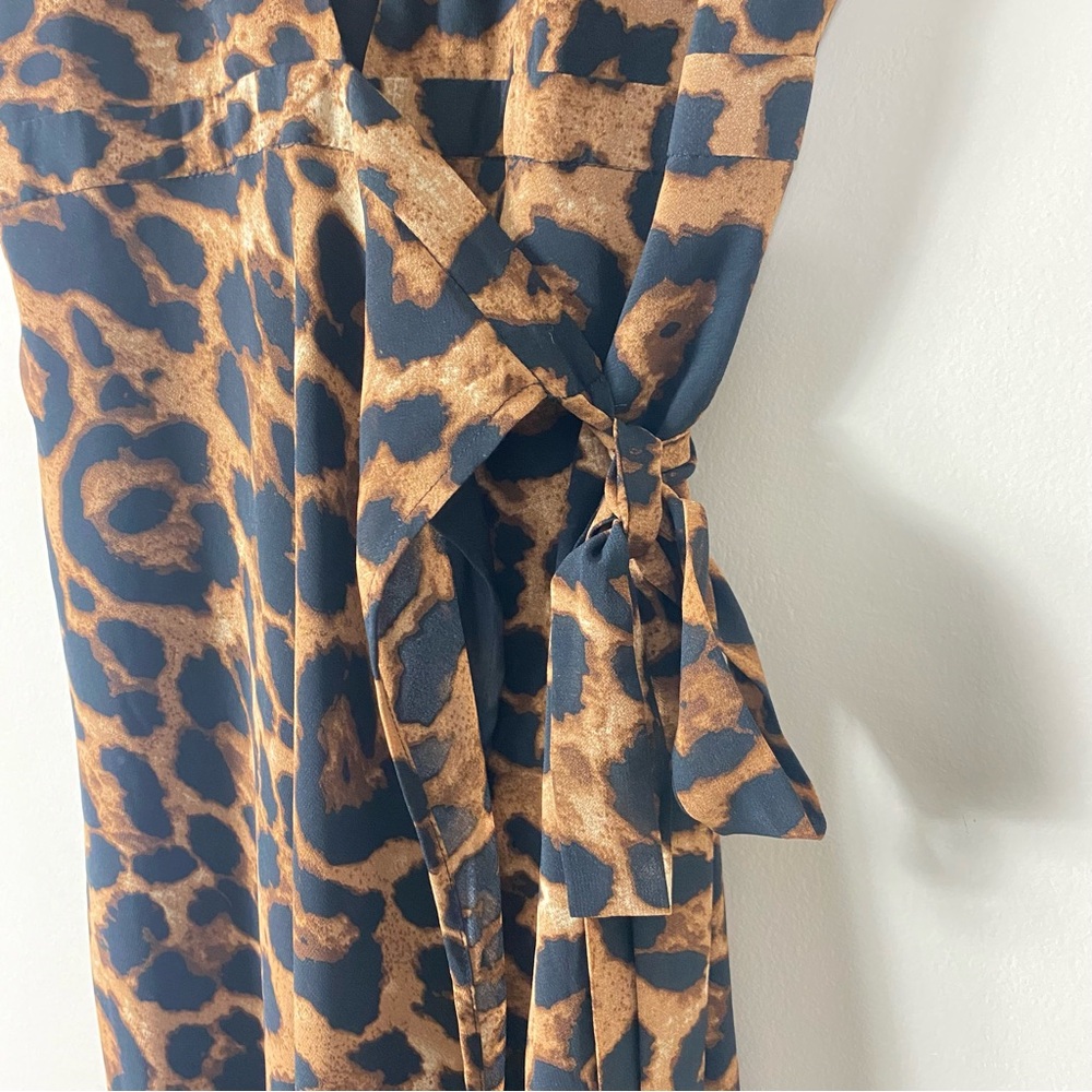Bardot Brown Leopard Midi Wrap Dress - 4/XS - Picture 12 of 15